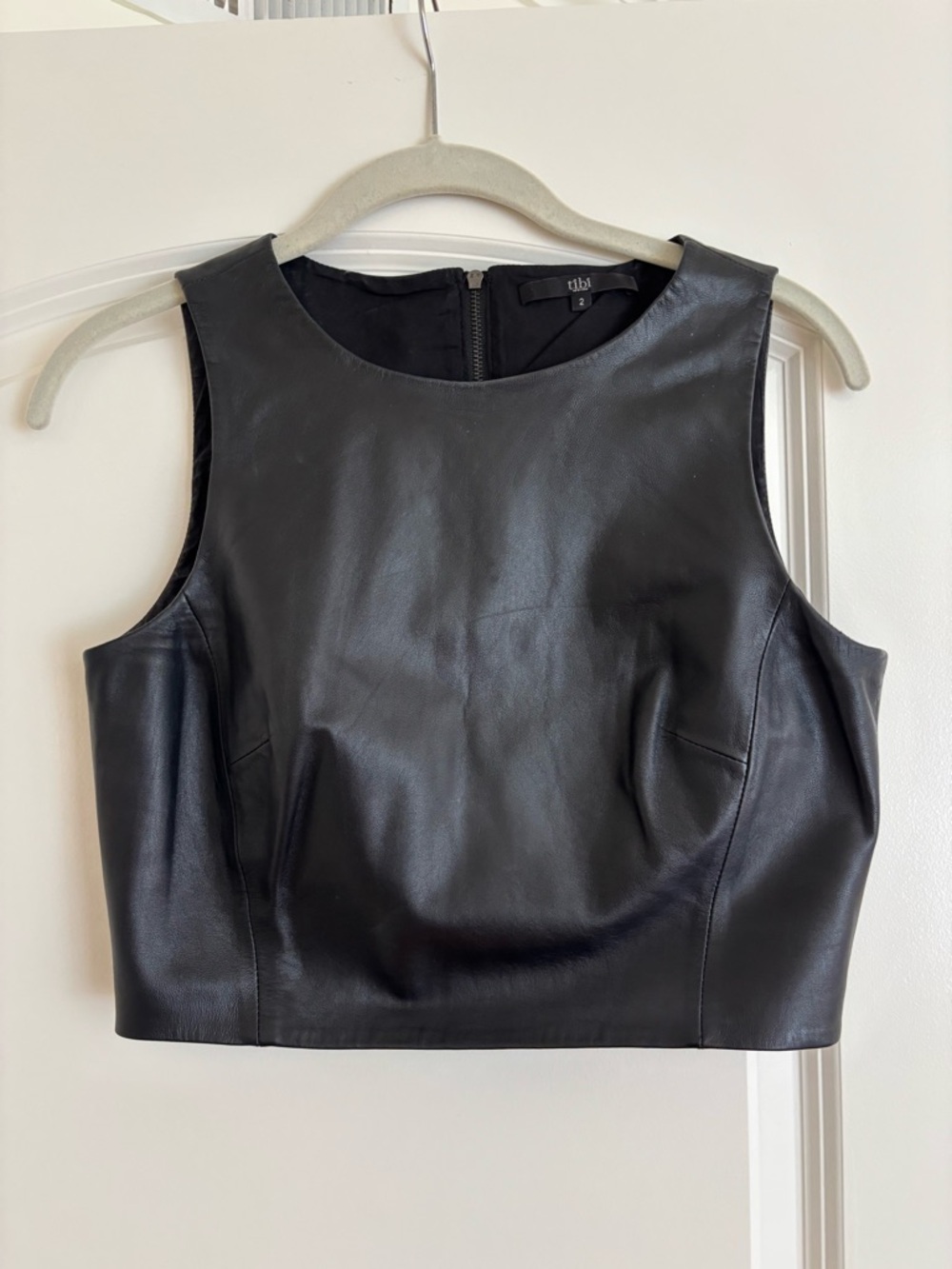 Tibi Black 100% Leather Sleeveless Top
